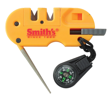 Smiths Products 50364 Pocket Pal X2 Sharpener and Outdoor Tool Hand Held Fine/Medium/Coarse Carbide, Ceramic, Diamond Sharpener Plastic Handle Yellow
