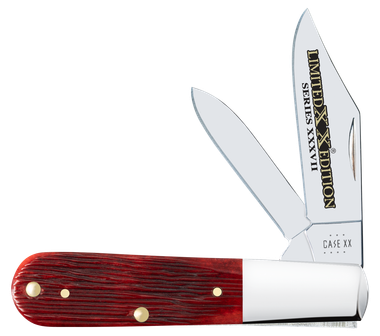 Case 12214 Barlow Limited Edition XXXVII Folding Clip Point/Pen Plain Mirror Polished w/Engraving Tru-Sharp SS Blade, Jigged Old Red Bone/SS Handle