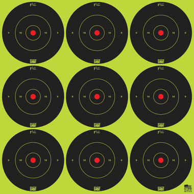 Pro-Shot 2BGREEN108 SplatterShotSelf-Adhesive Paper Black/Green 2" Bullseye 12Pack/108Targets