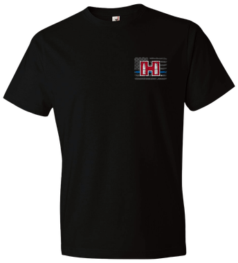 Hornady Gear 30761 POW Blue LineBlack, Cotton Short Sleeve, Semi-Fitted Small