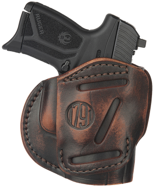 1791 Gunleather 3WH4VTGA 3-WayIWB/OWB Size 04 Vintage Leather Belt Loop Fits Springfield XD Fits Walther PPS Fits Springfield XDS Fits Taurus G2C Ambidextrous Hand