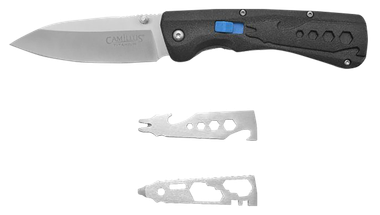 Camillus 19368 Inject3.25" Folding Drop Point Silver Carbonitride Titanium D2 Steel Blade, Black Textured Carbon Fiber Handle
