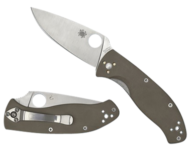 Spyderco C122GBNM4P Tenacious3.35" Folding Plain CPM M4 Blade/ Brown Textured G10 Handle Includes Pocket Clip