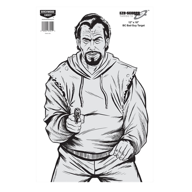 Birchwood Casey 37205 EZE-ScorerSilhouette Paper Hanging Pistol 12" x 18" Black/Gray/White 10 Pk.