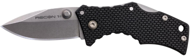 Cold Steel CS7DS Recon 1 Micro 2" Folding Spear Point Plain Stonewashed 4034 SS Blade/ Black Griv-Ex Handle Includes Pocket Clip