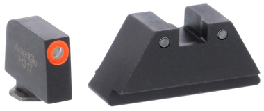 AmeriGlo GL452 Optic Compatible Sight Set for GlockXL Tall Green Tritium Orange Outline Front Sight-Green Tritium Black Outline Rear Sight