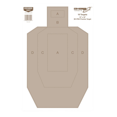 Birchwood Casey 37206 EZE-ScorerIPSC Silhouette Paper Hanging Universal 12" x 18" Tan 10 Pk.
