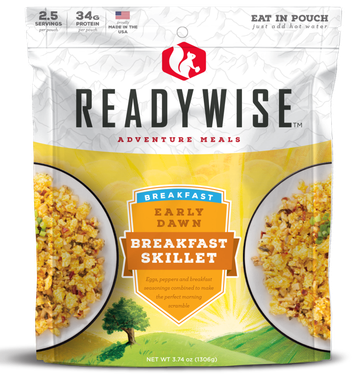 ReadyWise RW05012 Outdoor Food Kit Early Dawn Egg Scramble Breakfast Entree 2.5 Servings In A Resealble Pouch, 6 Per Case