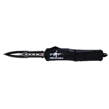 Templar Knife Large Come And Take It AR OTF Knife 3-1/2" Serrated Dagger Black