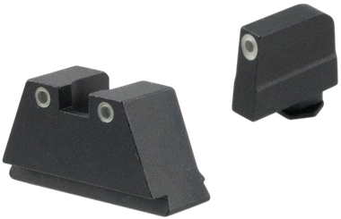 AmeriGlo GL349 Optic Compatible Sight Set for Glock3XL Tall Green Tritium White Outline Front Sight-Green Tritium White Outline Rear Sight