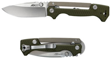 Cold Steel CS58SQ AD-153.50" Folding Plain Spear Point S35VN SS Blade/Black Scales Aluminum/G10 Handle