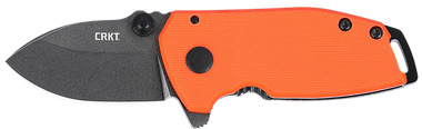 CRKT 2486 SQUIDCompact 1.75" Folding Drop Point Plain Stonewashed D2 Steel Blade, Blaze Orange G10/SS Handle