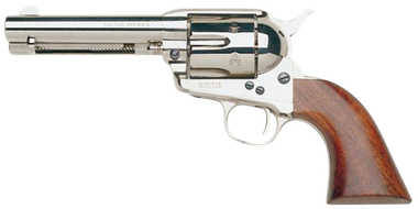 Taylors & Company 555124 1873 Cattleman 357 Mag Caliber with 4.75" Barrel, 6rd Capacity Cylinder, Overall Nickel-Plated Finish Steel & Walnut Grip