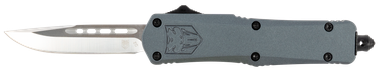 CobraTec Knives SGYFS3DNS FS-3Small 2.75" OTF Plain D2 Steel Blade/Gray Aluminum Handle Features Glass Breaker Includes Pocket Clip