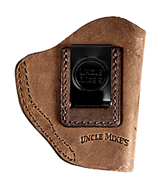 Uncle Mikes-leather(1791) UMIWB2BRWA Inside the WaistbandIWB Size 02 Brown Leather Belt Clip Fits Small Frame Revolver Right Hand