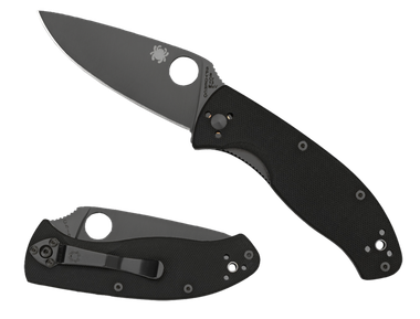 Spyderco C122GBBKPS Tenacious3.39" Folding Drop Point Part Serrated Black Matte 8Cr13MoV SS Blade BlackTextured G10 Handle Includes Pocket Clip