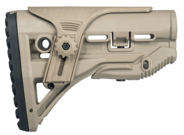 FAB Defense FXGLSHOCKCP GL-ShockButtstock for AR-15/ M16/ M4 w/Adjustable Cheek-Rest & Anti-Rattle Mechanism Flat Dark Earth Mil-Spec Reinforced Polymer