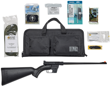 Henry H002BSGB U.S. Survival Pack AR-7 22 LR Caliber with 8+1 Capacity, 16.13" Barrel, Black Metal Finish & Black Synthetic Stock Right Hand (Full Size) Includes Gear
