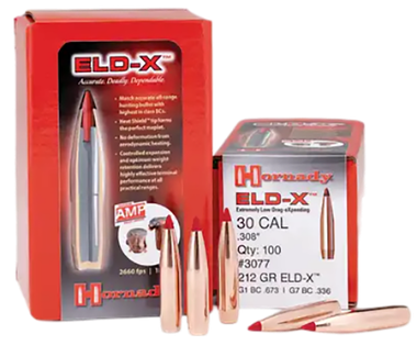 Hornady 3078 ELD-X30 Cal .308 220 gr Extremely Low Drag eXpanding 100 Per Box/ 15 Case