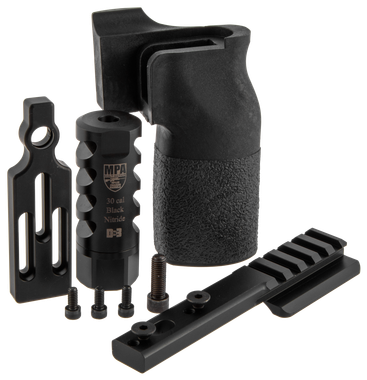 MasterPiece Arms 65PMRACCBUNDLE ACCBundleDN3 Muzzle Brake, Vertical Grip, V4 Spigot Mount & Bag Rider For 6.5 Creedmoor MasterPiece Arms PMR