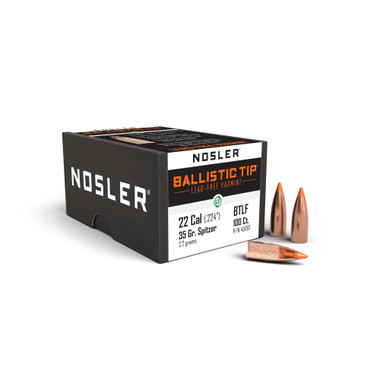 Nosler Ballistic Tip Lead Free Varmint Bullets .22 cal .224" 35 gr SPTFB-BTLF 100/ct