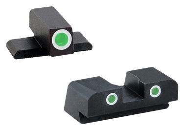 AmeriGlo XD191 Classic Tritium Sight Set for Springfield Armory XDGreen Tritium White Outline Front Sight-Green Tritium White Outline Rear Sight