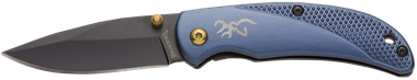 Browning 3220341 Prism 3EDC Folding 2.38" Plain Black Oxide 7Cr17MoV SS Blade, Navy w/Brass Accents & Logo Anodized Aluminum Handle, Includes Pocket Clip