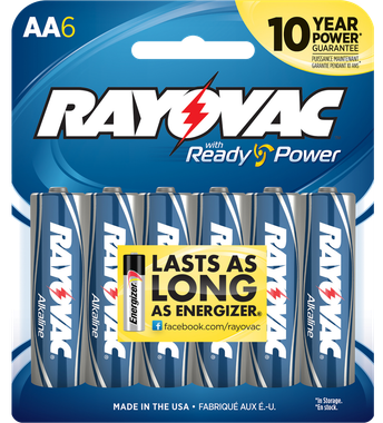 Rayovac 8156F AA HIGH ENERGY Alkaline BatteriesSilver/Blue 1.5 Volts 2,700 mAh (6) Single Pack
