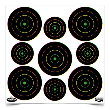 Dirty Bird 2 Inch & 3 Inch Multi-Color Bull's-Eye Targets