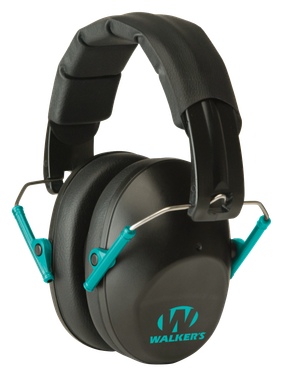 Walker's GWPFPM1BKTL Pro Low Profile Passive Muff 22 dB Over the Head Black/Teal Accent Polymer