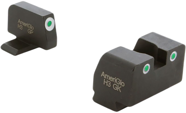 AmeriGlo XD181 Optic Compatible Sight Set for Springfield Armory XDGreen Tritium White Outline Front Sight-Green Tritium White Outline Rear Sight