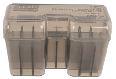 MTM Case-Gard RF22SM41 Ammo Box Flip-Top Multi Caliber Rifle Clear Smoke Polypropylene 22rd