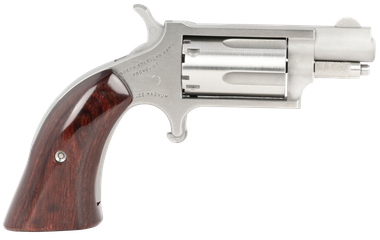 North American Arms 22MSGBG Mini-RevolverSports South Exclusive 22 WMR 5 Shot 1.13" Stainless Steel Barrel, Frame & Cylinder, Wood Boot Grip, Exposed Hammer