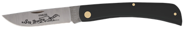 Case 00092 Sod Buster3.70" Folding Skinner Plain Etched As-Ground Tru-Sharp SS Blade/Smooth Black Synthetic Handle