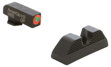 AmeriGlo GL351 Protector Sight Set for GlockGreen Tritium Orange Outline Front Sight-Black Serrated Rear Sight
