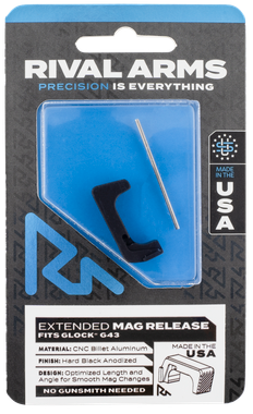 Rival Arms RA72G003A Magazine ReleaseExtended Black Anodized Aluminum for Glock 43