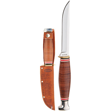 KA-BAR LITTLE FINN STACKED LEATHER HANDLE