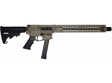 Brigade MFG BM-9 Forged Aluminum AR Rifle - FDE | 9mm | 16" Barrel | 15" U-LOC Rail | Faux Can | Accepts Glock Mags