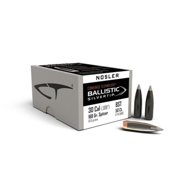 Nosler Ballistic SilverTip Hunting Bullets .30 cal .308"168 gr SBT-BSTIP 50/ct