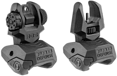 FAB Defense FXFRBS Front/Rear Folding Back-Up SightsAR-15/ M16/ M4 Low Profile Dual Aperture Rear Sight Black Polymer and Metal