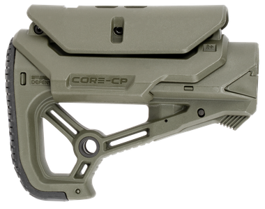 FAB Defense FXGLCORECPG GL-Core CP Buttstock for AR-15/ M4 w/Adjustable Cheek-Rest OD Green Fiberglass Reinforced Polymer
