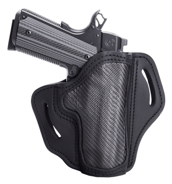 1791 Gunleather CFBH1SBLR BH1OWB 01 Stealth Black Leather with Carbon Fiber Belt Slide Right Hand