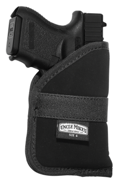 Uncle Mike's 87444 Inside The Pocket Holster Open Top Size 04 Black Nylon Pocket Fits Subcompact 9/40 Auto Right Hand