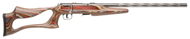 Savage Arms 96771 93R17 BSEV Full Size 17 HMR 5+1 21" Satin Spiral Fluted Barrel, Satin Drilled & Tapped Stainless Steel Receiver, Royal Jacaranda Thumbhole Laminate Stock, Right Hand