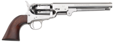 Pietta PF51OS36712 1851 Navy "Old Silver" 36 Cal 7.50" 6rd Old Silver Frame, & Octagon Barrel, Walnut Grip