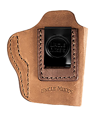 Uncle Mikes-leather(1791) UMIWB3BRWA Inside the Waistband IWB Size 03, Brown Leather, Compatible w/Springfield Hellcat, Glock 42/43, Belt Clip Mount, Right Hand