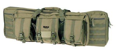 Rukx Gear ATICT42DGG Tactical Double Gun Case 42" Water Resistant Green 600D Polyester w/ Non-Rust Zippers Reinforced Velcro & Adjustable Back Straps