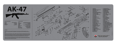 TekMat TEKR36AK47GY AK-47 Cleaning Mat Black/Gray Rubber 12"x36" AK-47 Parts Diagram