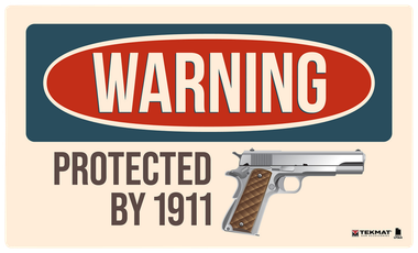 TekMat TEK42WARNING1911 Warning Protected By 1911 Door Mat Multi-Color Rubber 25"x42"