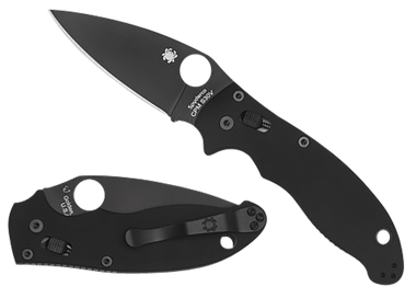 Spyderco C101GPBBK2 Manix 23.37" Folding Plain Black DLC CPM S30V SS Blade/Black Bi-Directional Texturing G10 Handle Includes Pocket Clip